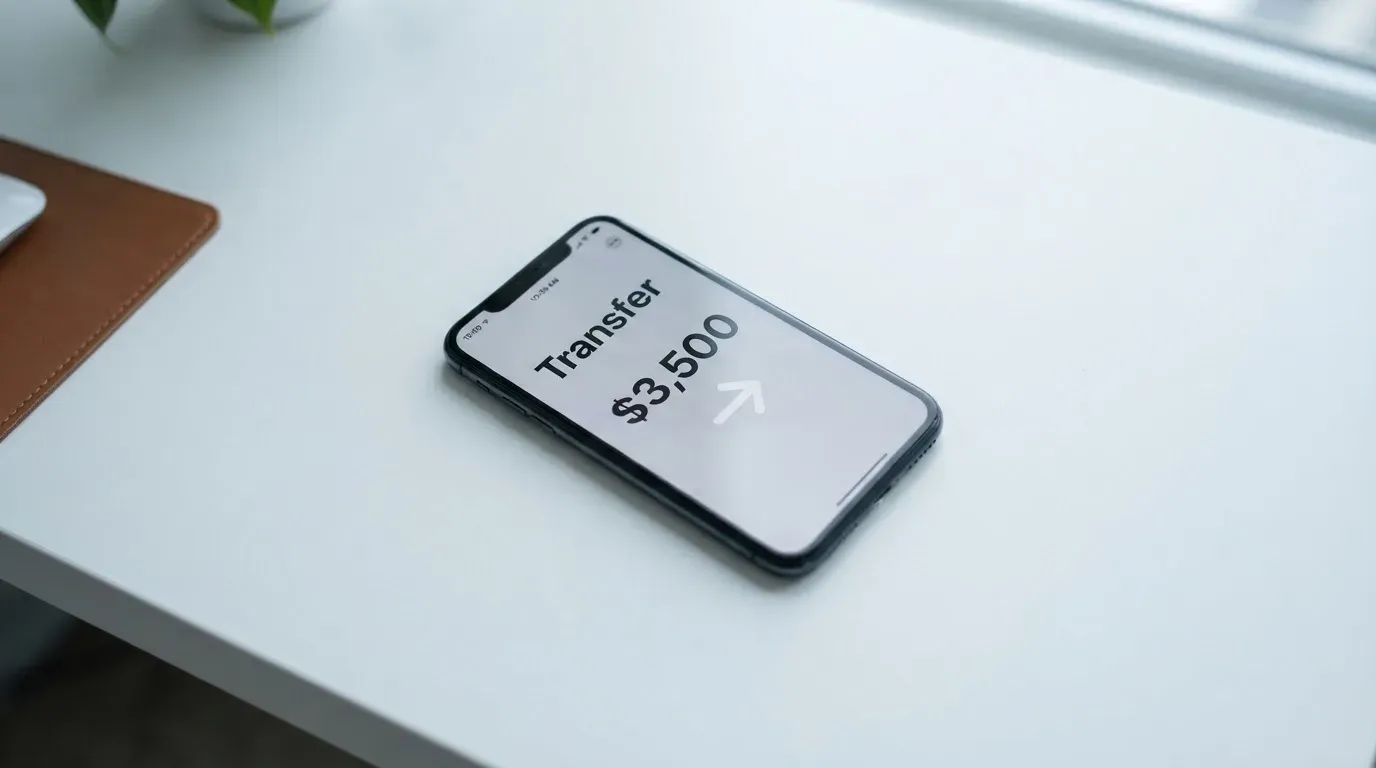 A phone showing a stablecoin transfer screen