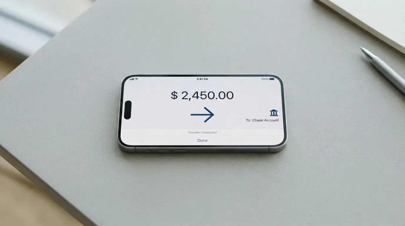 A phone showing a stablecoin transfer screen