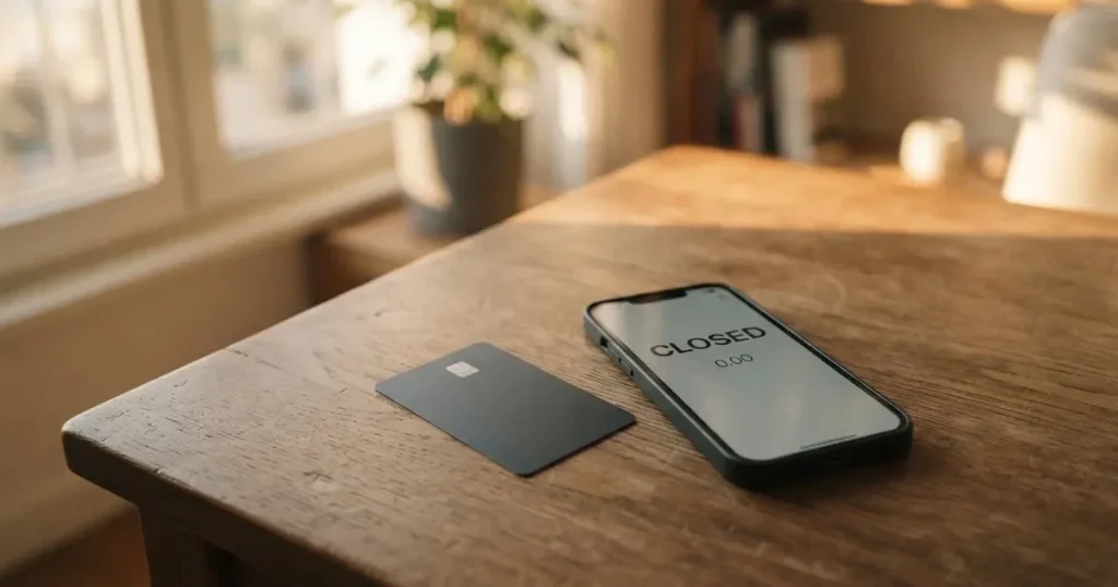 A payment card next to a phone with a crypto wallet app open