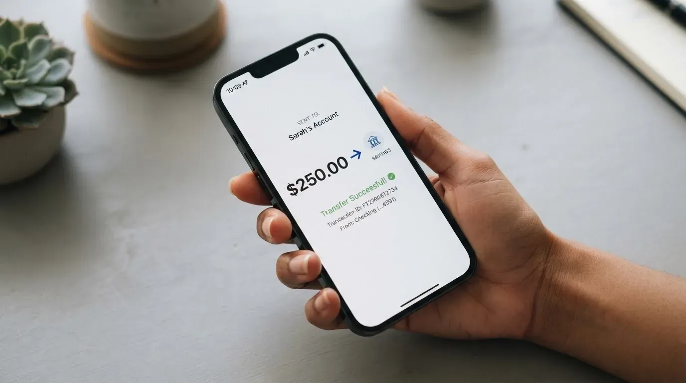 A phone showing a stablecoin transfer screen