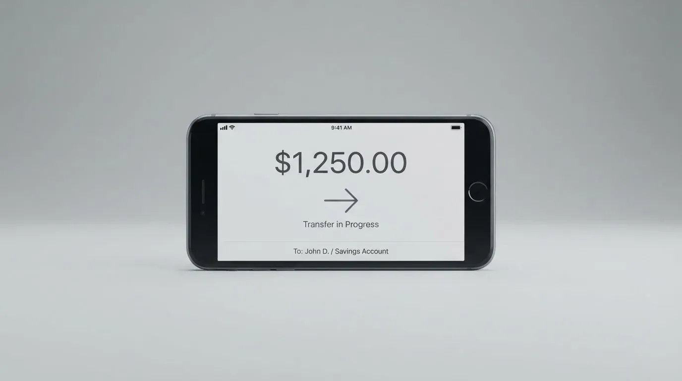A phone showing a stablecoin transfer screen