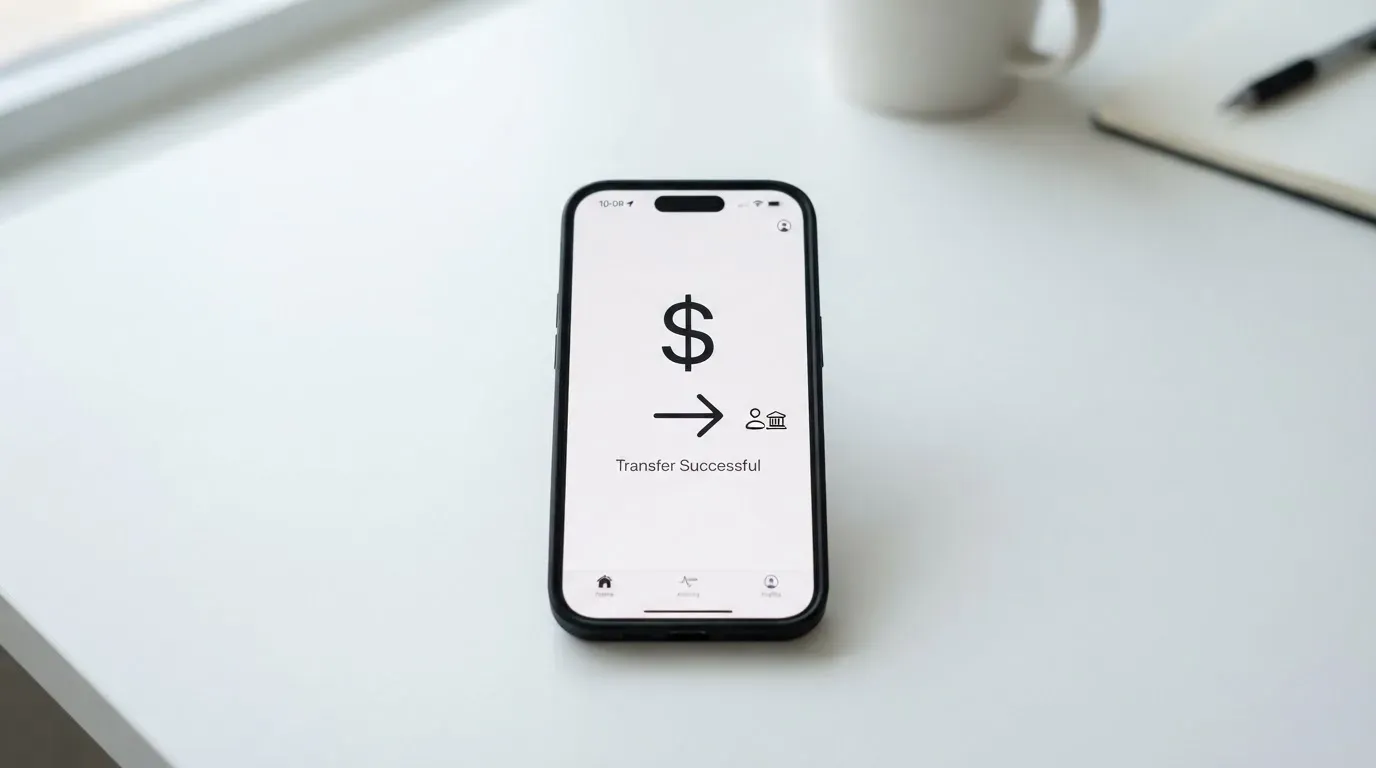A phone showing a stablecoin transfer screen