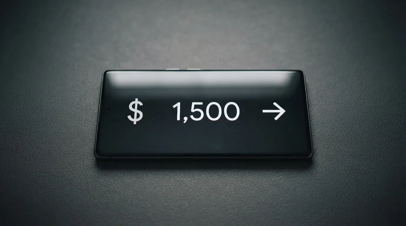 A phone showing a stablecoin transfer screen