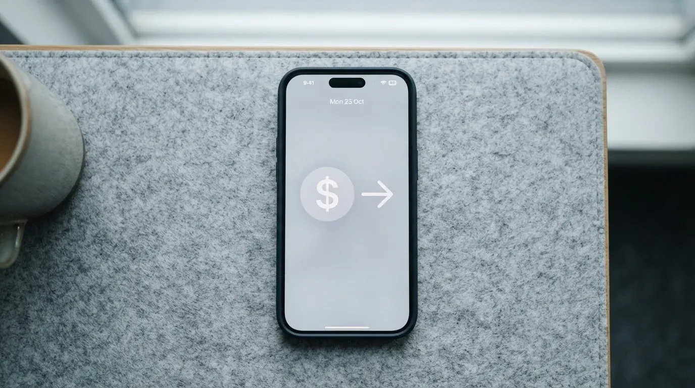 A phone showing a stablecoin transfer screen