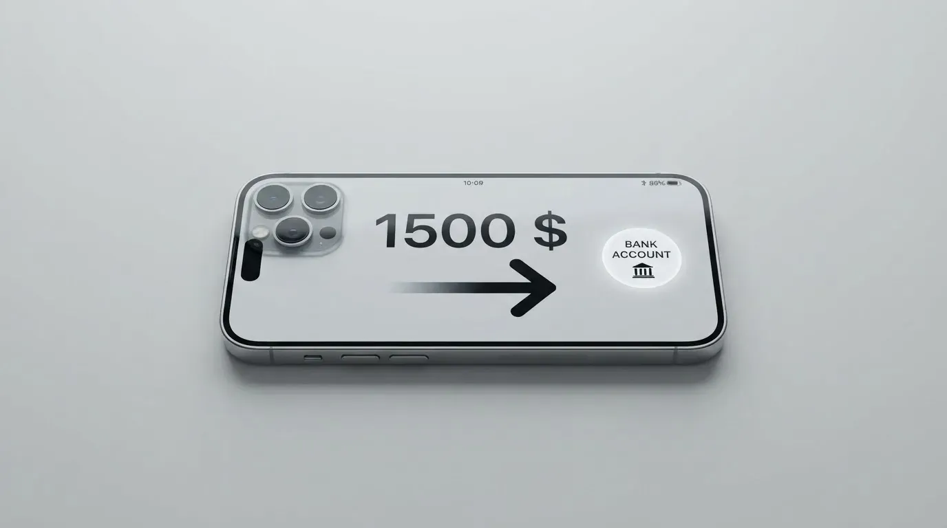 A phone showing a stablecoin transfer screen