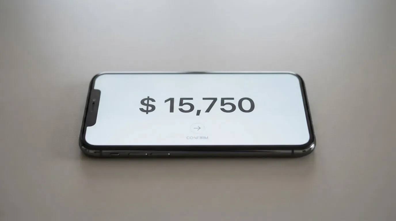 A phone showing a stablecoin transfer screen