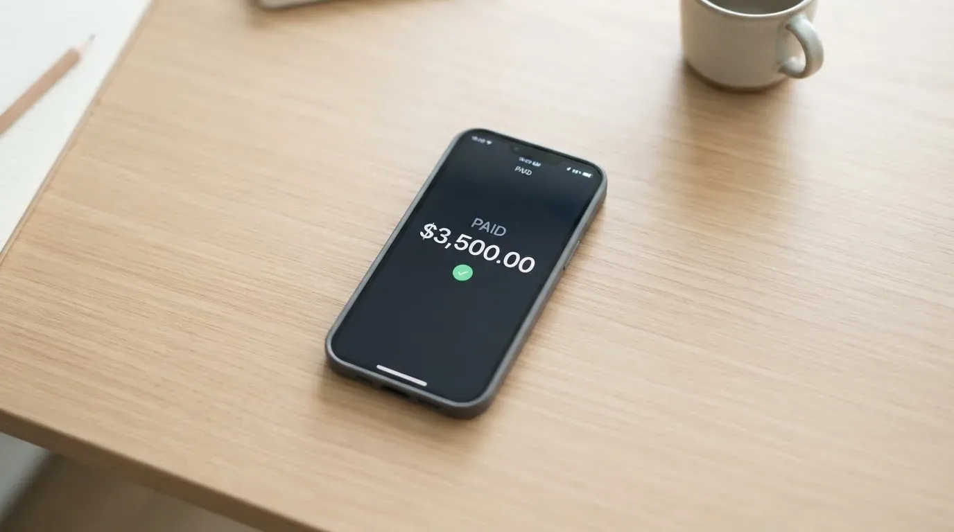 A phone showing a stablecoin transfer screen