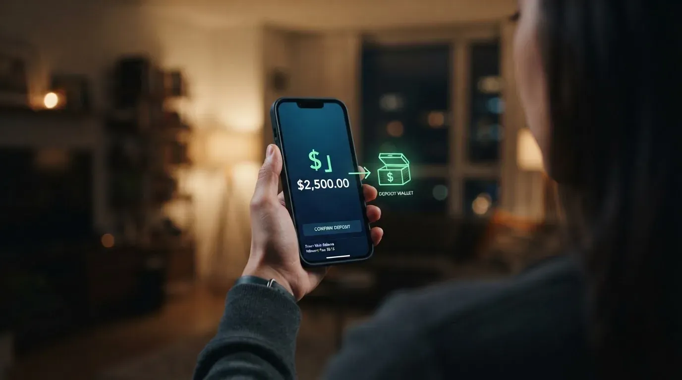 A phone showing a stablecoin transfer screen