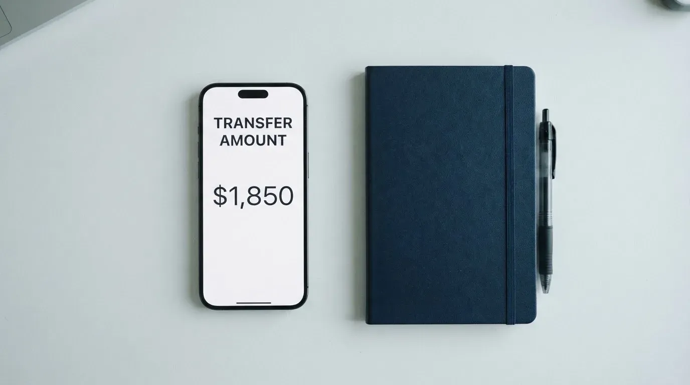 A phone showing a stablecoin transfer screen