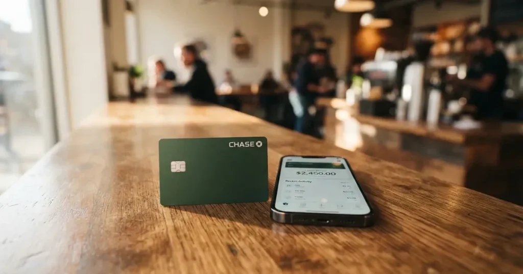 A payment card next to a phone with a crypto wallet app open