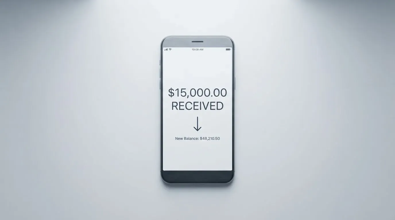 A phone showing a stablecoin transfer screen