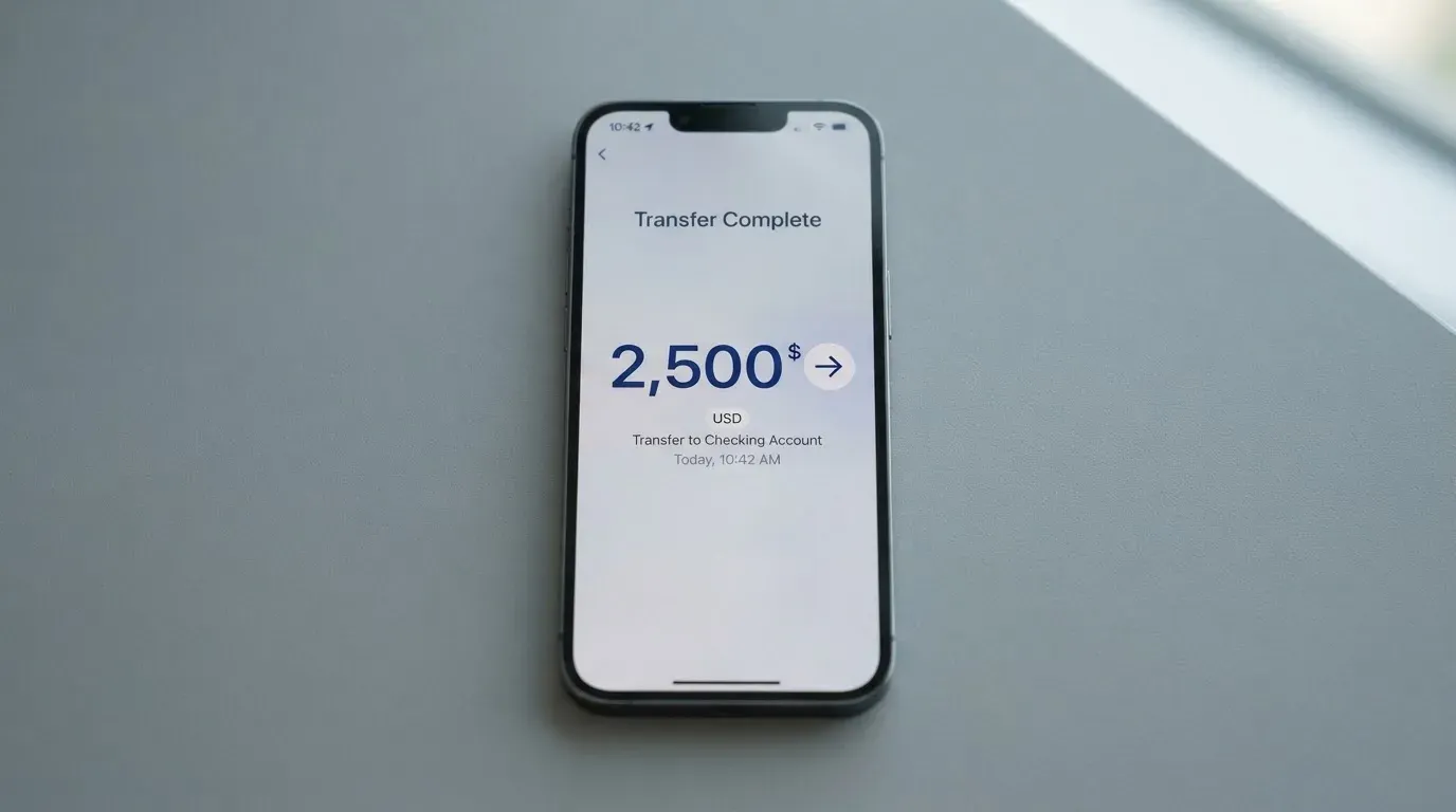 A phone showing a stablecoin transfer screen