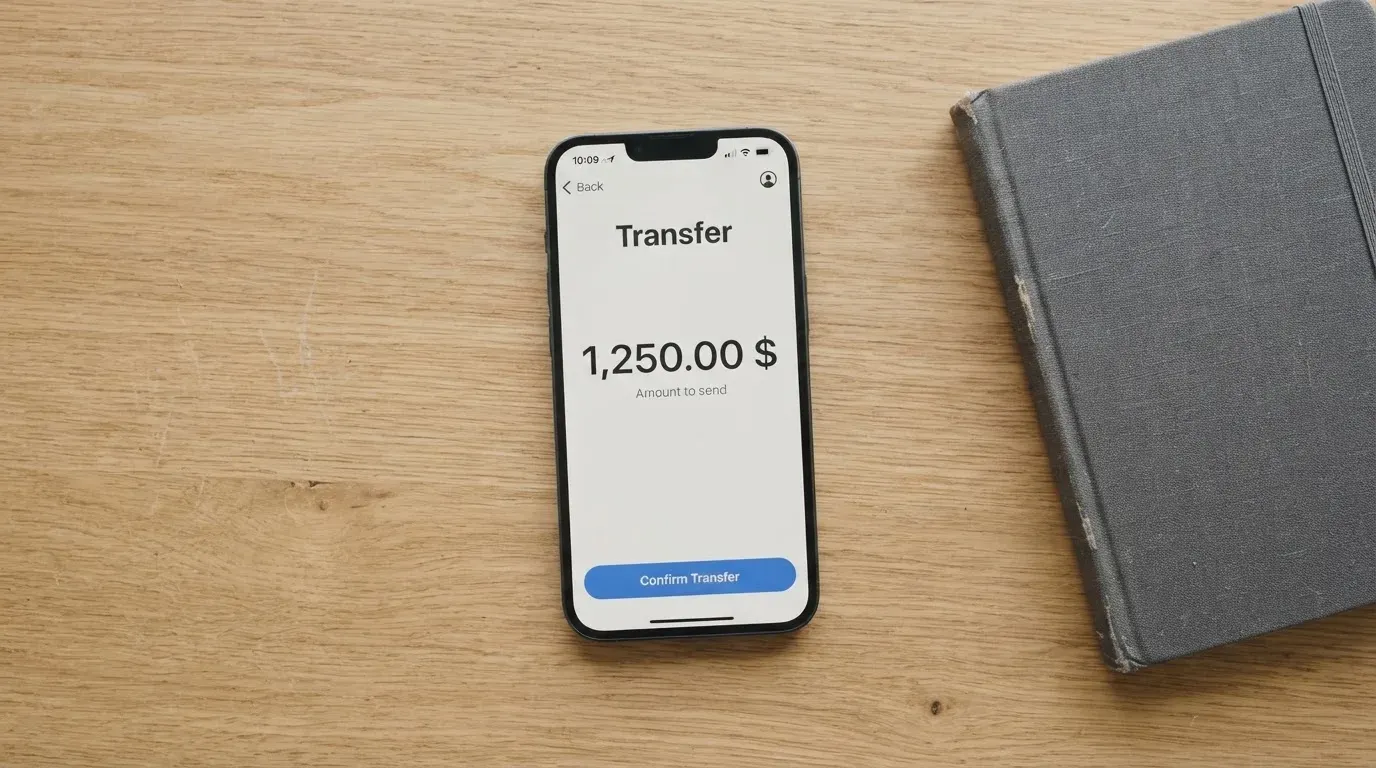 A phone showing a stablecoin transfer screen