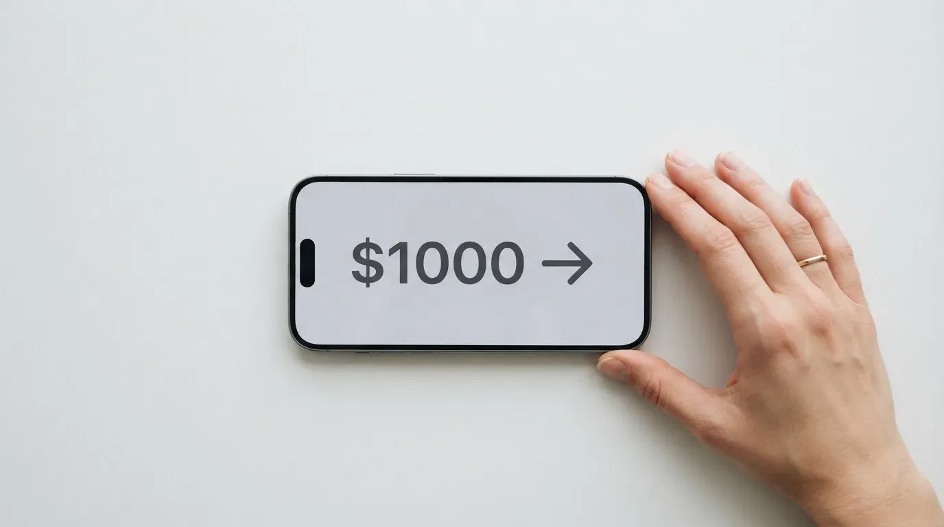 A phone showing a stablecoin transfer screen