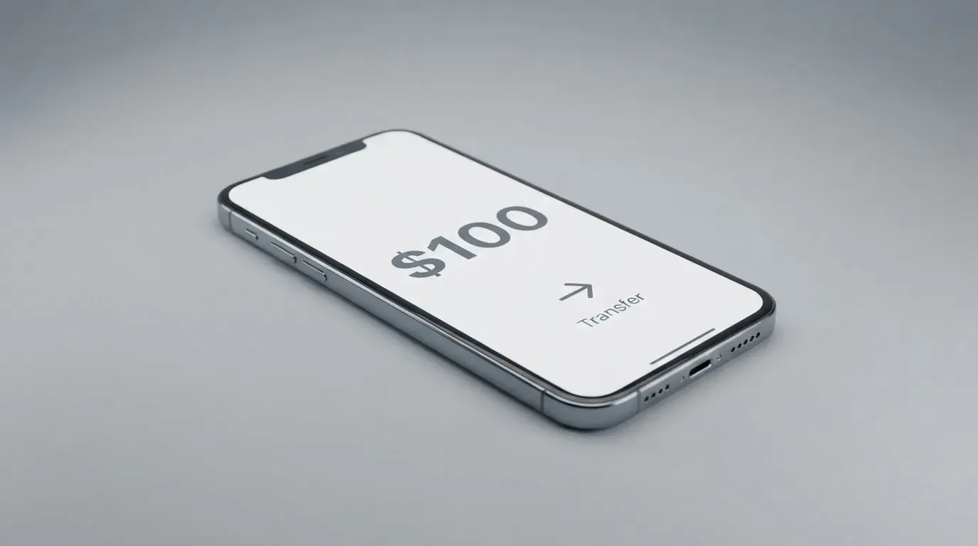 A phone showing a stablecoin transfer screen