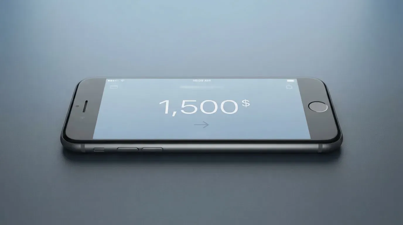 A phone showing a stablecoin transfer screen