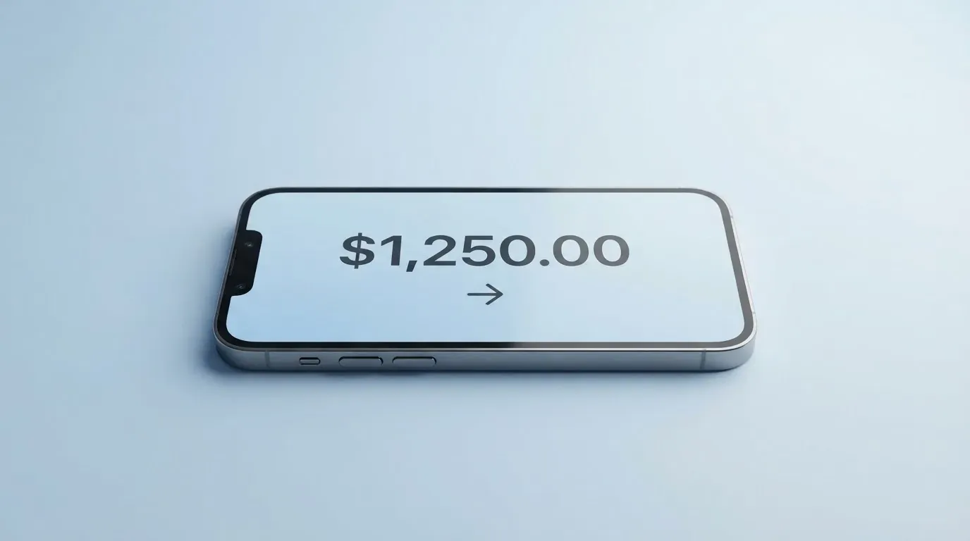 A phone showing a stablecoin transfer screen