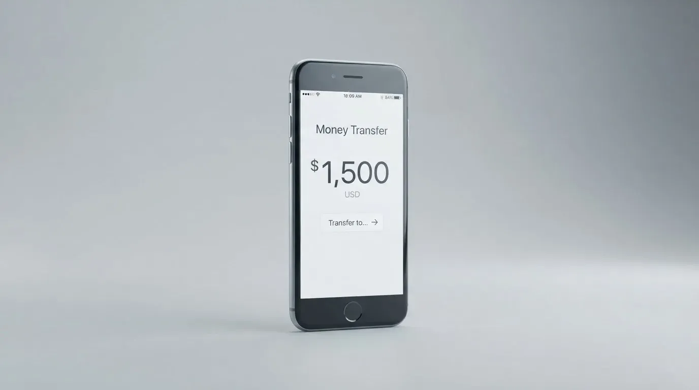 A phone showing a stablecoin transfer screen