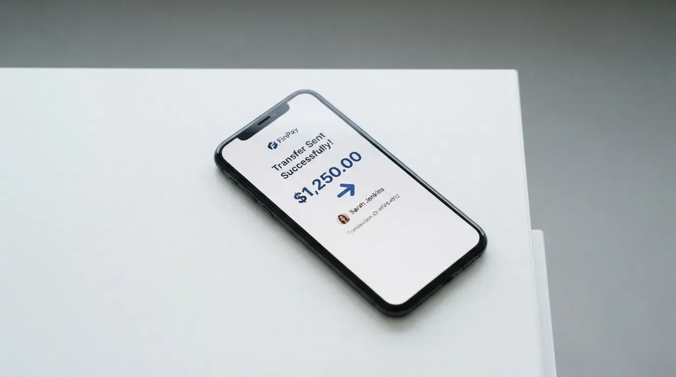 A phone showing a stablecoin transfer screen