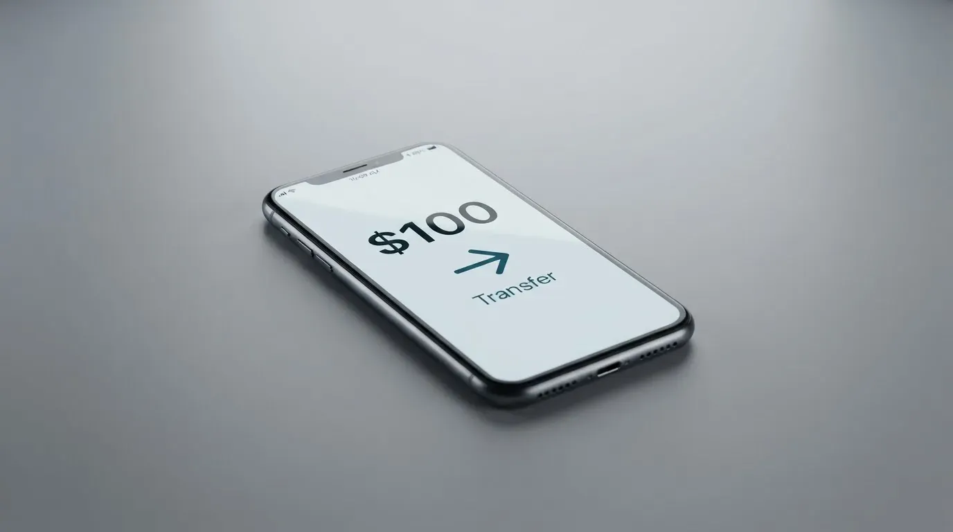A phone showing a stablecoin transfer screen