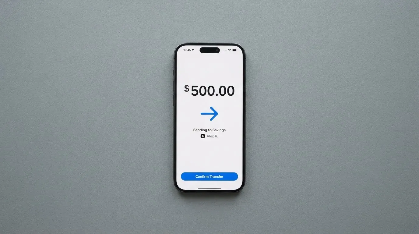 A phone showing a stablecoin transfer screen