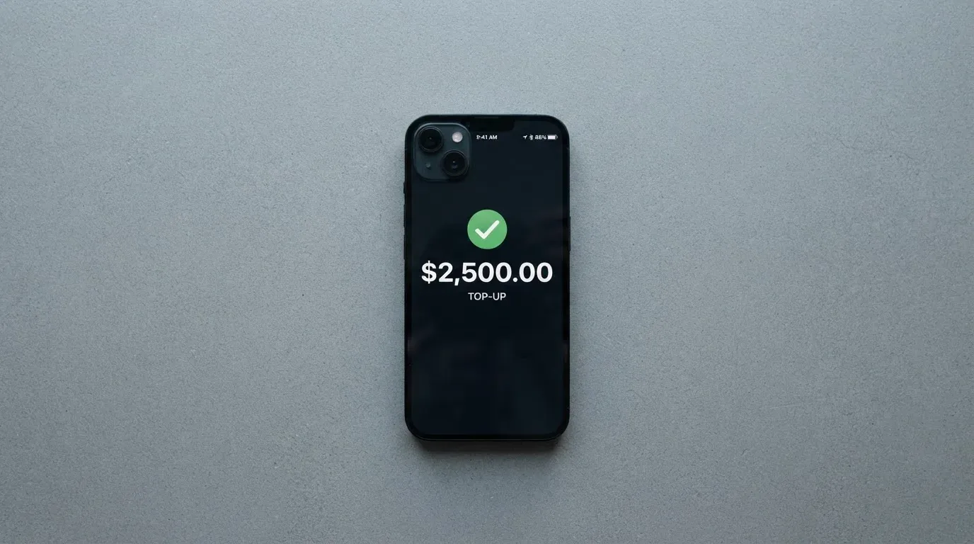 A phone showing a stablecoin transfer screen