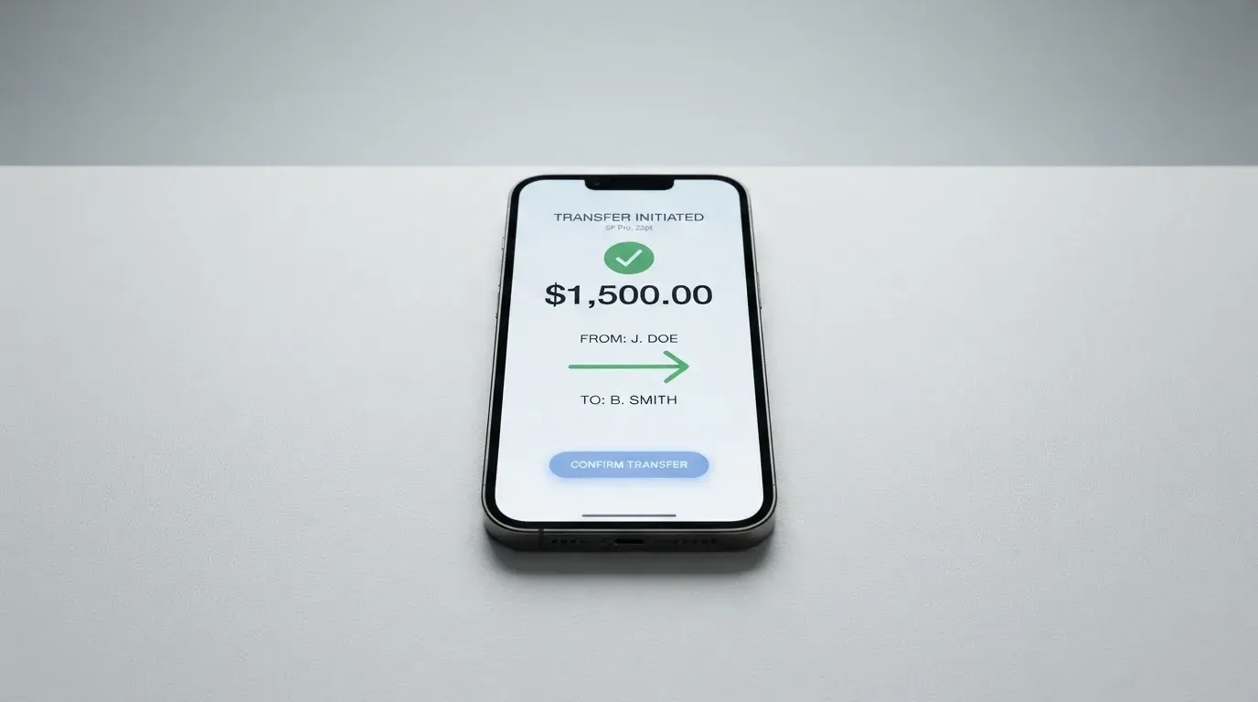 A phone showing a stablecoin transfer screen