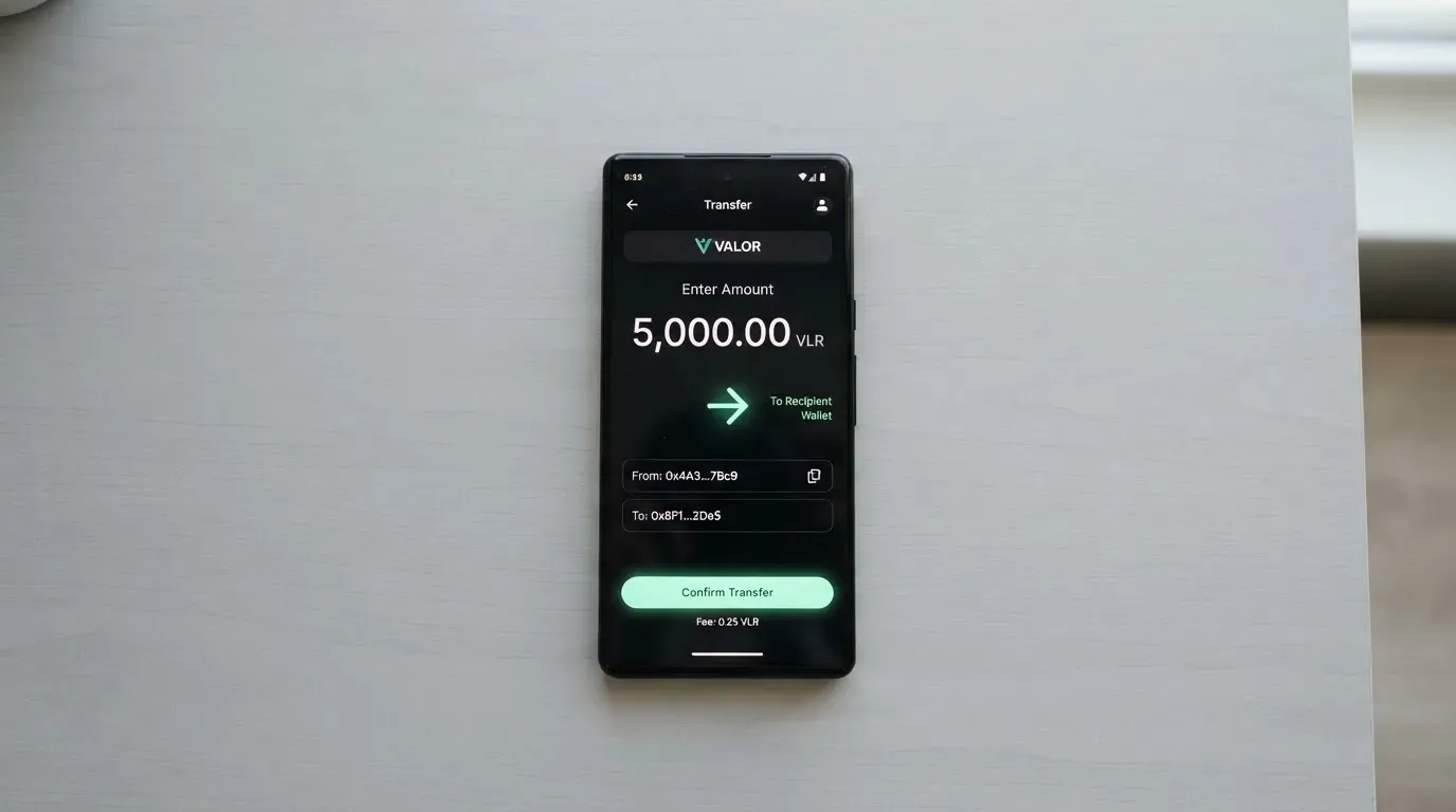 A phone showing a stablecoin transfer screen
