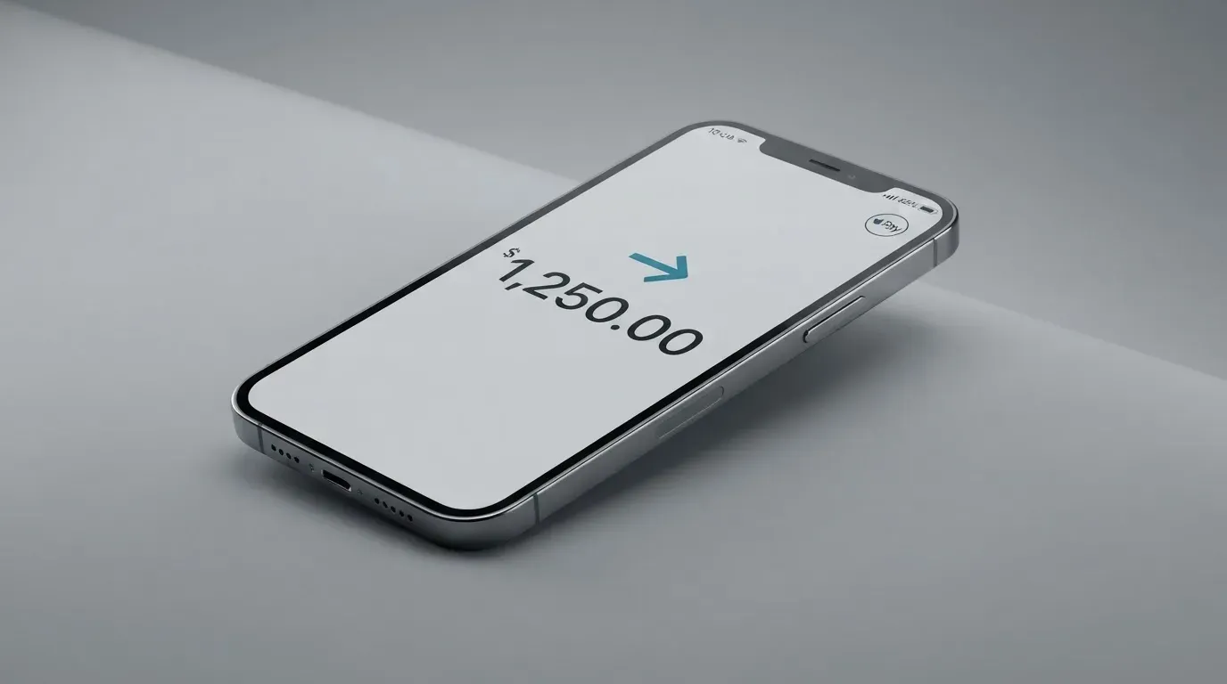 A phone showing a stablecoin transfer screen