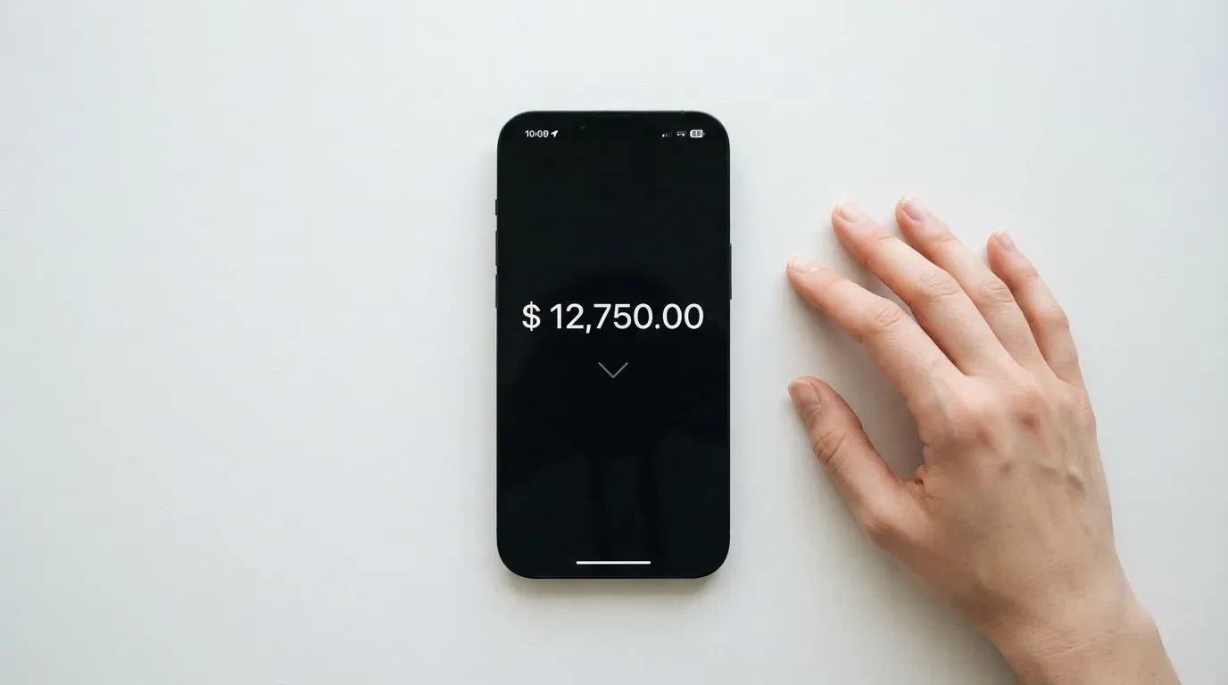 A phone showing a stablecoin transfer screen