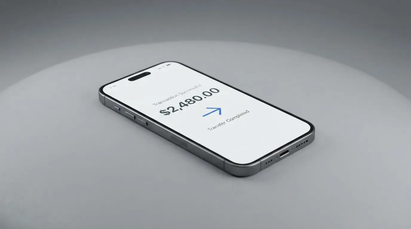 A phone showing a stablecoin transfer screen