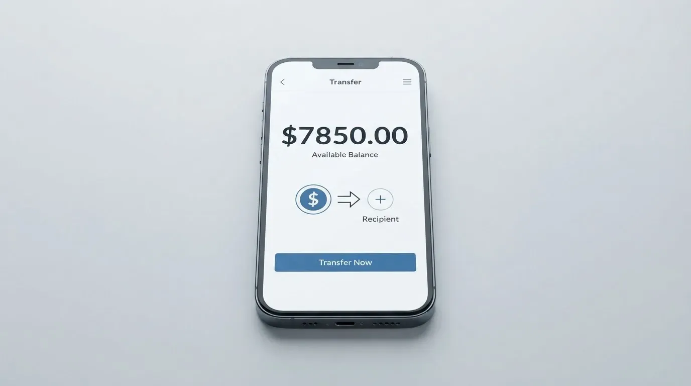 A phone showing a stablecoin transfer screen