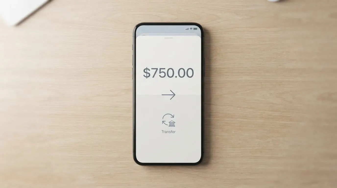 A phone showing a stablecoin transfer screen