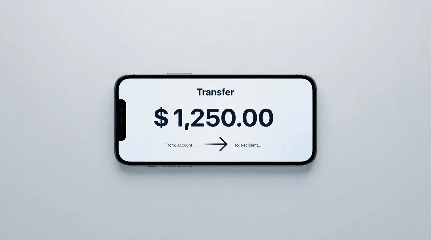 A phone showing a stablecoin transfer screen
