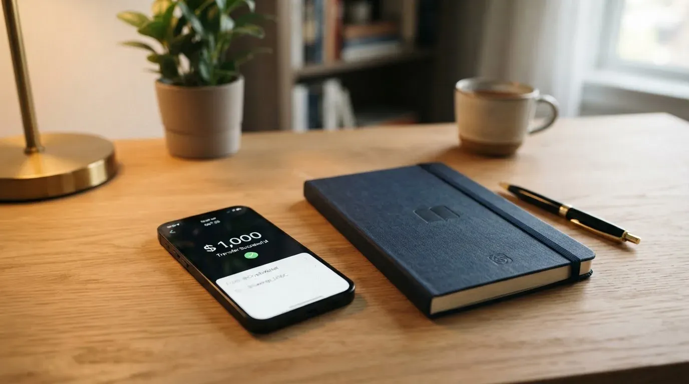 A phone showing a stablecoin transfer screen