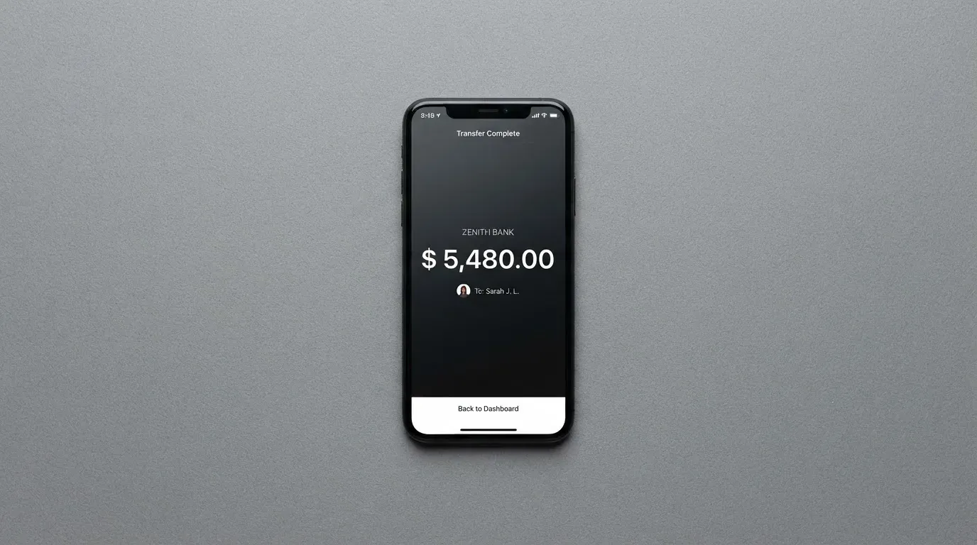 A phone showing a stablecoin transfer screen