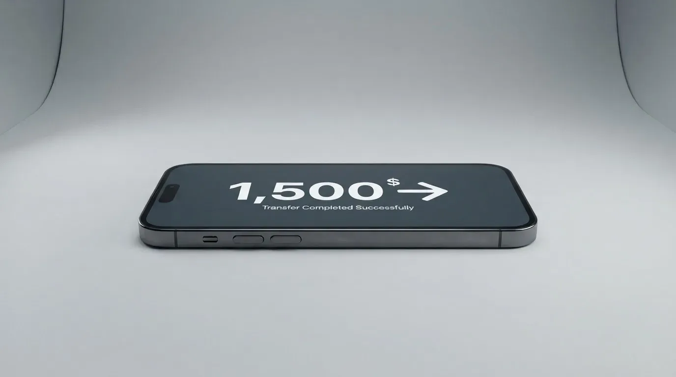 A phone showing a stablecoin transfer screen