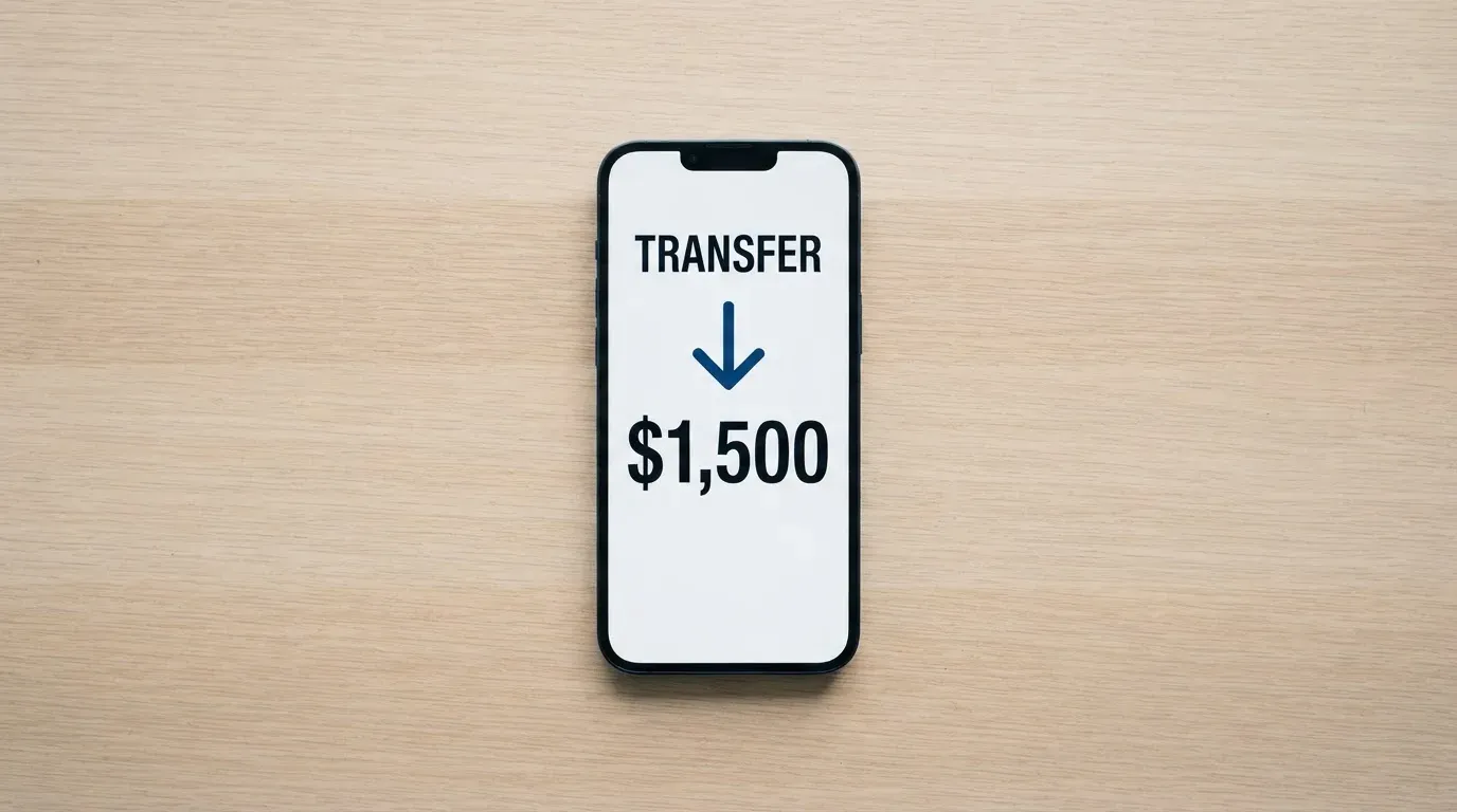 A phone showing a stablecoin transfer screen