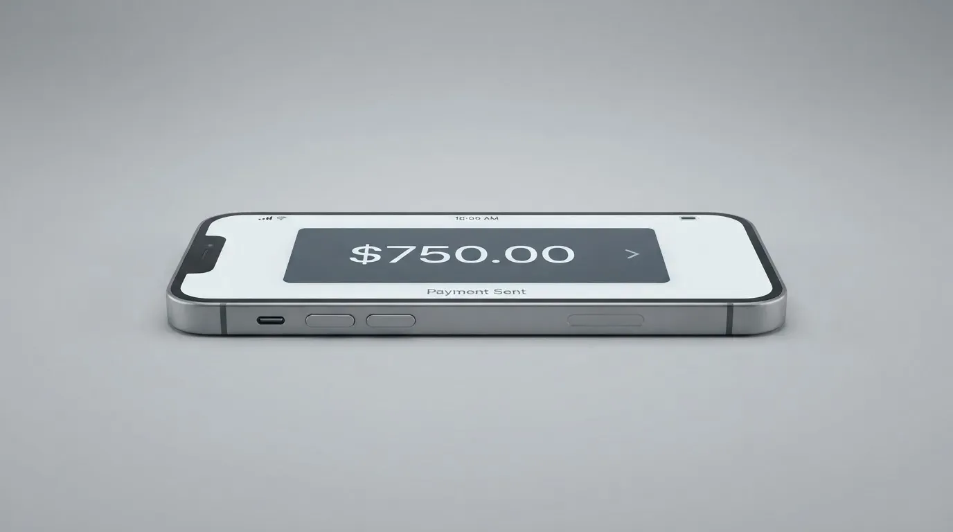 A phone showing a stablecoin transfer screen