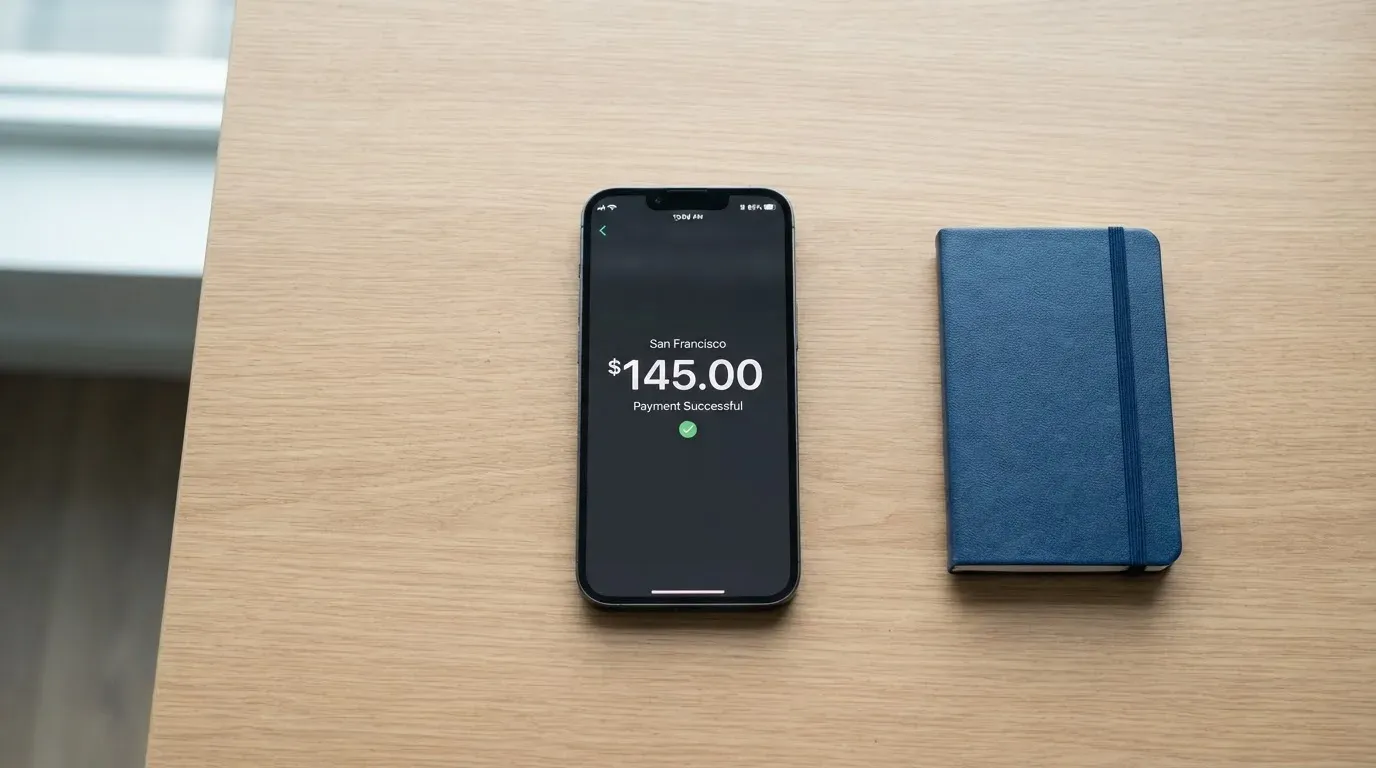 A phone showing a stablecoin transfer screen