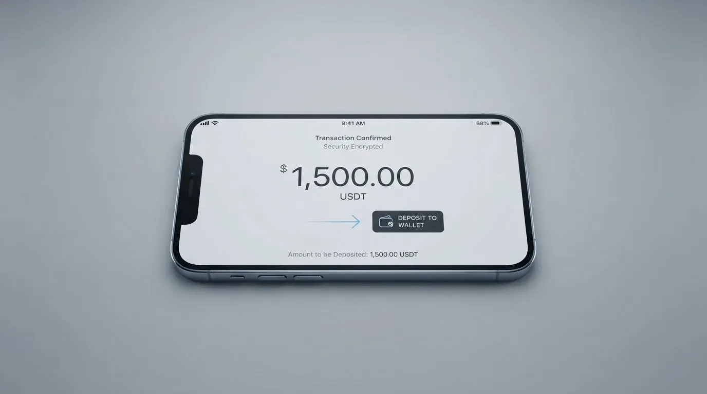 A phone showing a stablecoin transfer screen