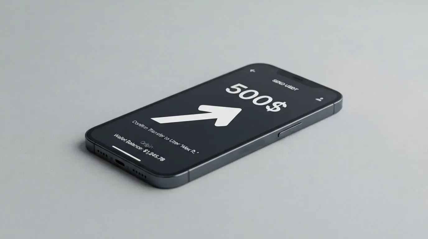 A phone showing a stablecoin transfer screen