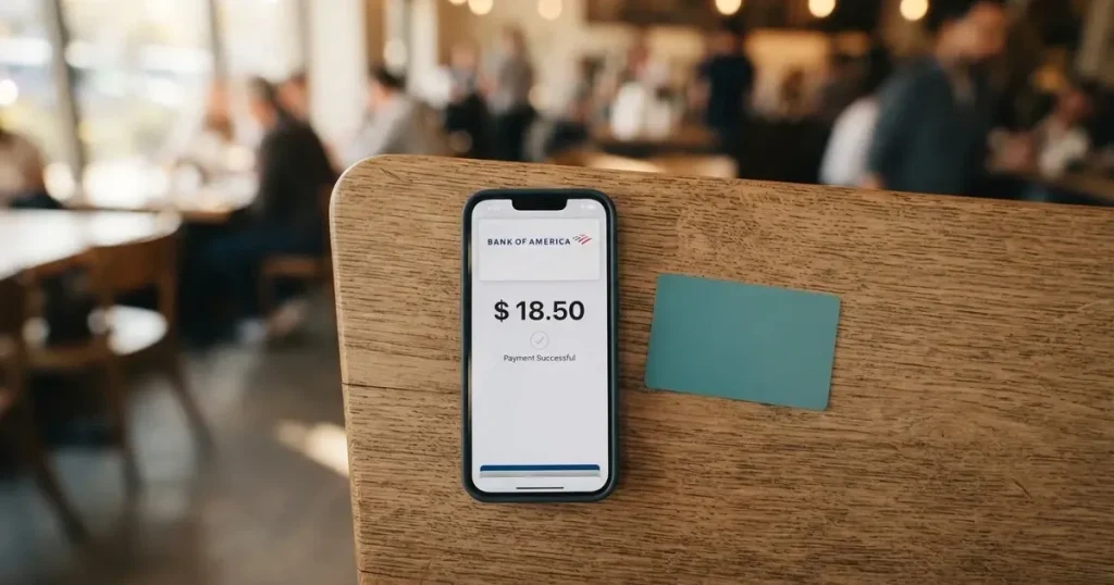 A payment card next to a phone with a crypto wallet app open